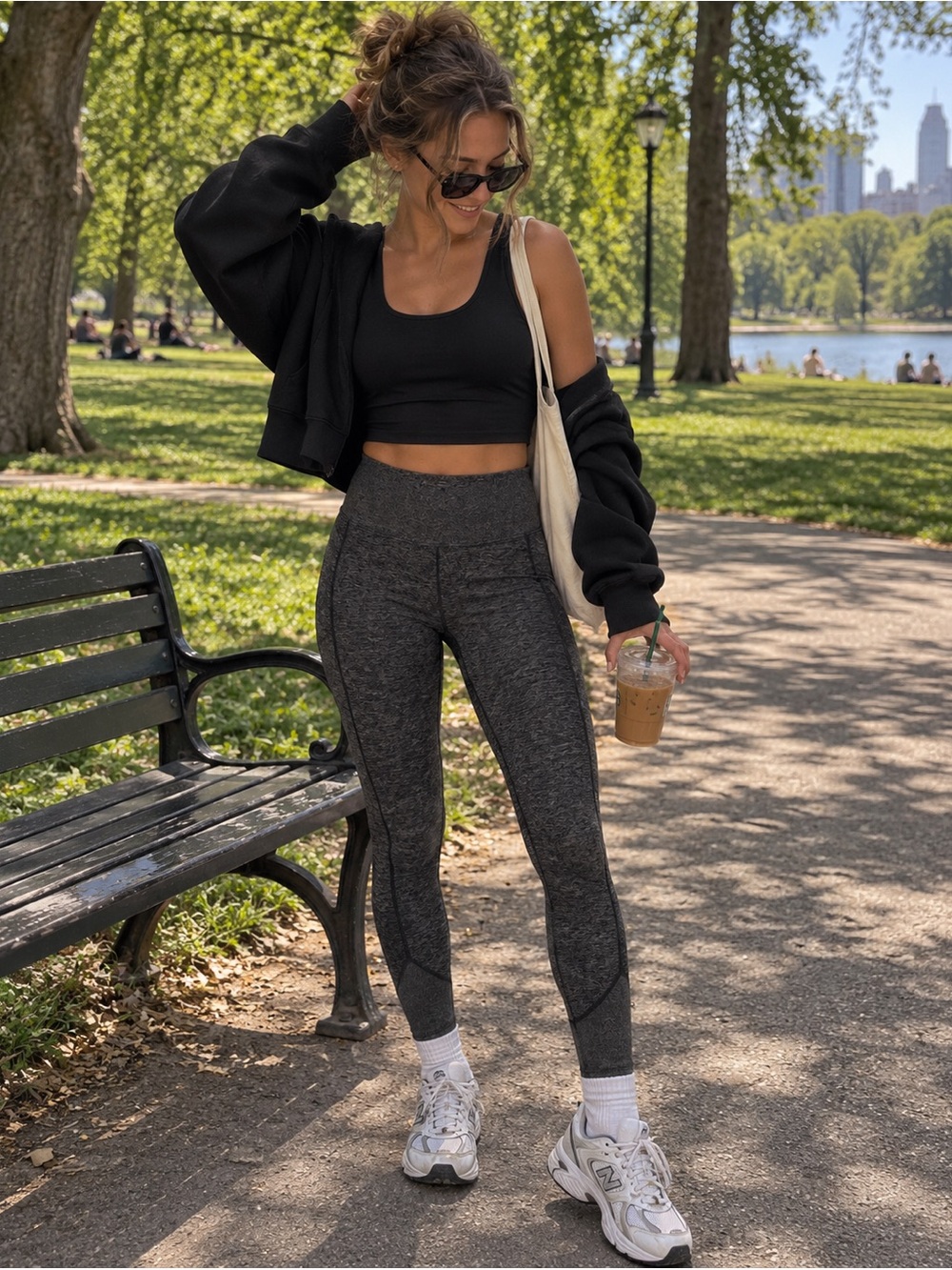 Alo Yoga High-Waist Heathered Charcoal Leggings – Size Large